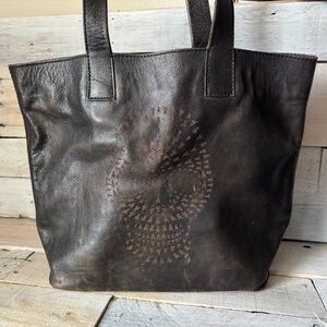 Frye Distressed Leather Skull Tote